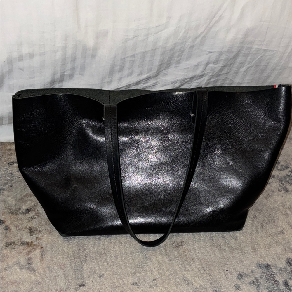 Elegant Black Leather Tote Bag